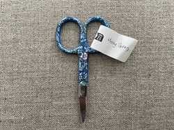 Spids saks 9 cm - Blå med blomst