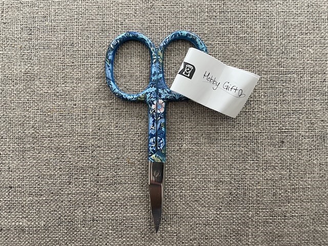 Spids saks 9 cm - Blå med blomst