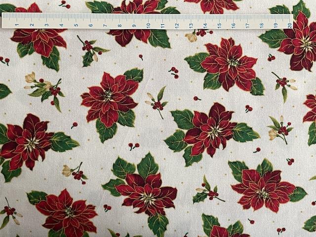 Julestjerne patchworkstof - Lys bund julestjerne