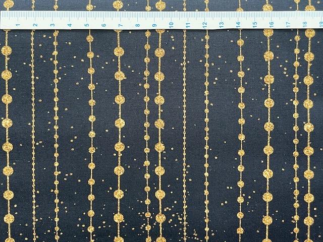 Sort guld Brede bomuldsstof - Striber