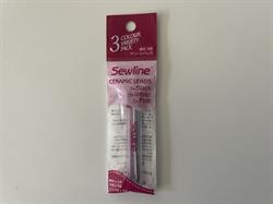 Stifter til Sewline stiftblyant - 3 sorte 3 hvide og 3 pink