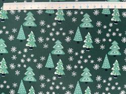 Juletræer Brede bomuldsstof - grøn bund