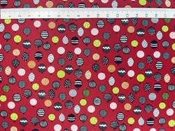 Mini jule kugler Brede bomuldsstof - Rød bund