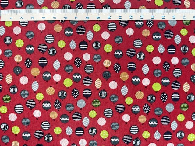 Mini jule kugler Brede bomuldsstof - Rød bund