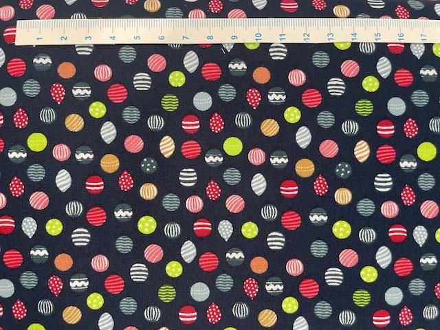 Mini jule kugler Brede bomuldsstof - Sort bund