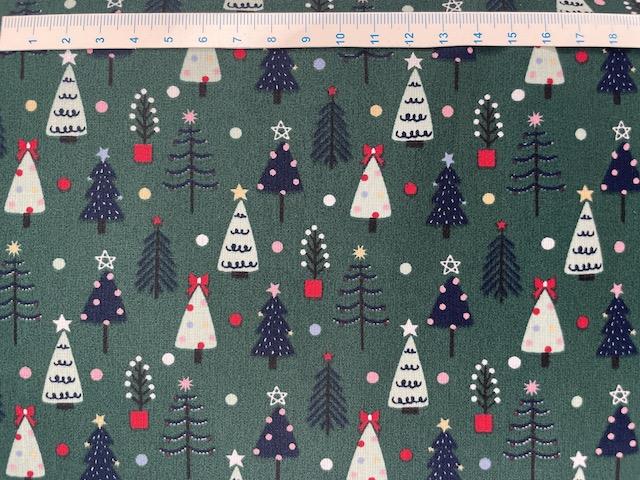Blandet Juletræer Brede bomuldsstof - Grøn bund