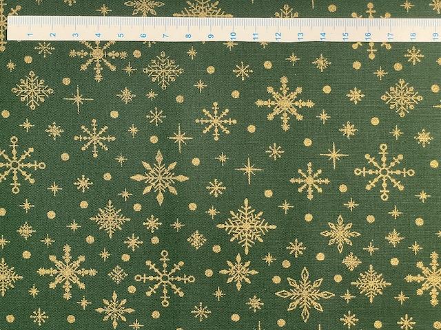 Bred klassisk julestof - grøn iskrystaller