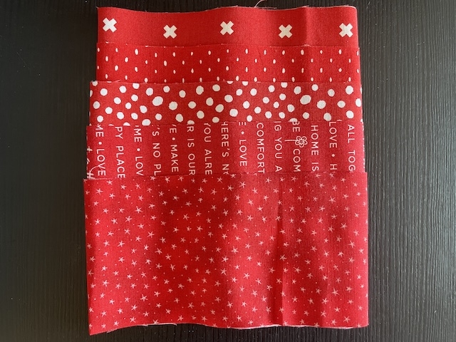 5 stk flag røde Patchworkstof a 8 x 55 cm Farve 1