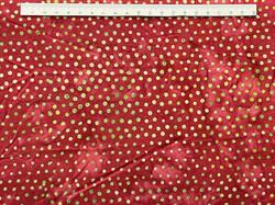 Batik Patchworkstof med prikker - rød