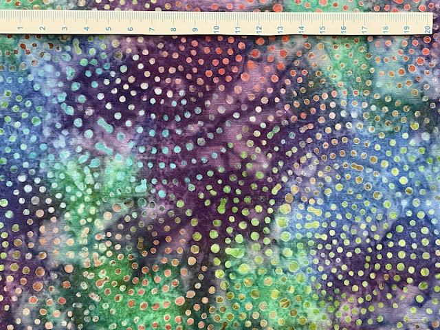 Batik Patchworkstof med Cirkler - Blålilla multi