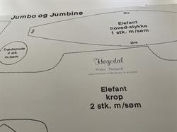 Retro elefant Jumbo/jumboline mønster 50 cm høj maskinsyet