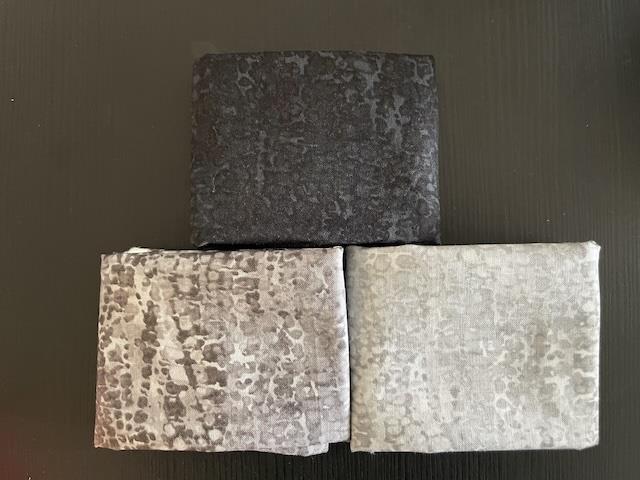 Chameleon patchworkstof - 3 stk/FQ Grå - sort