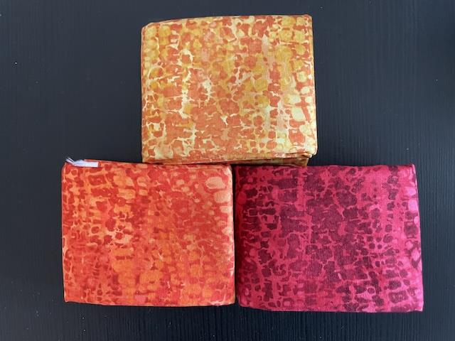 Chameleon patchworkstof - 3 stk/FQ gul-orange-rød