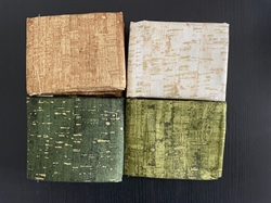 Lys-grønne patchworkstof med guld streger - 4 stk/FQ 