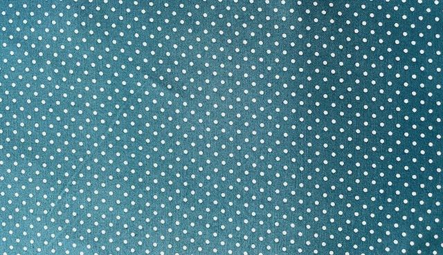 Bred bomuldsstof - Petrol med hvide prikker