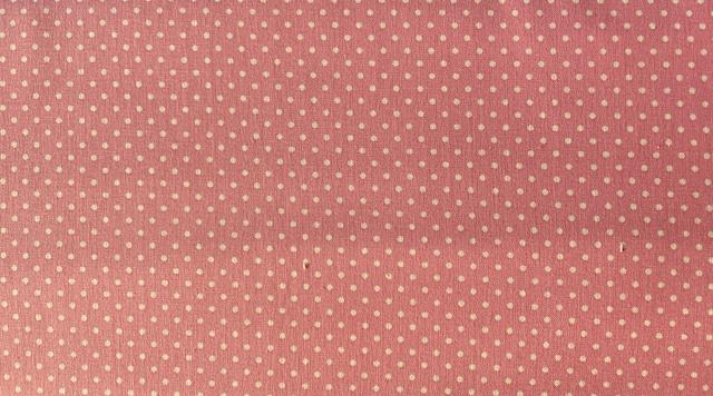 Bred bomuldsstof - Pink med hvide prikker