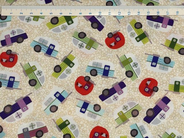 Friluftsliv på patchworkstof - Campingvogne