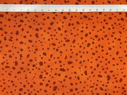 Orange patchworkstof - med uens "klatter"