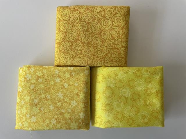 Hopscotch patchworkstof - 3 stk/FQ Gule