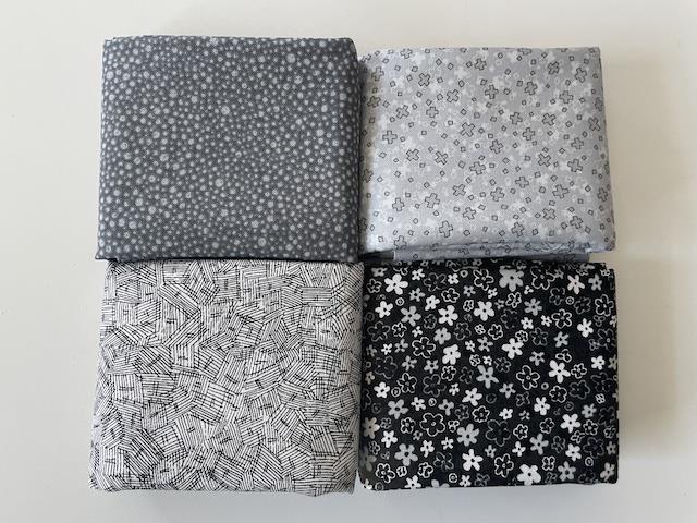 Hopscotch patchworkstof - 4 stk/FQ Grå sorte