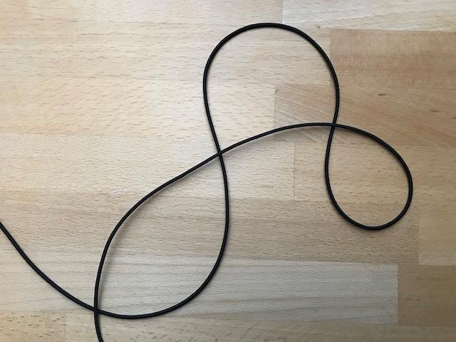 Anoraksnor elastik 2 mm - ca 4 m sort