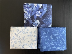 China blue patchworkstof 3 stk/FQ - Blomst