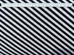 Sort og hvid patchworkstof - Skrå striber