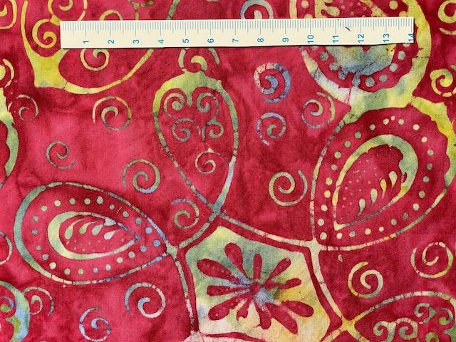 Batik Patchworkstof rød med snirkler