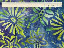 Batik Patchworkstof Blå/lilla med blomster
