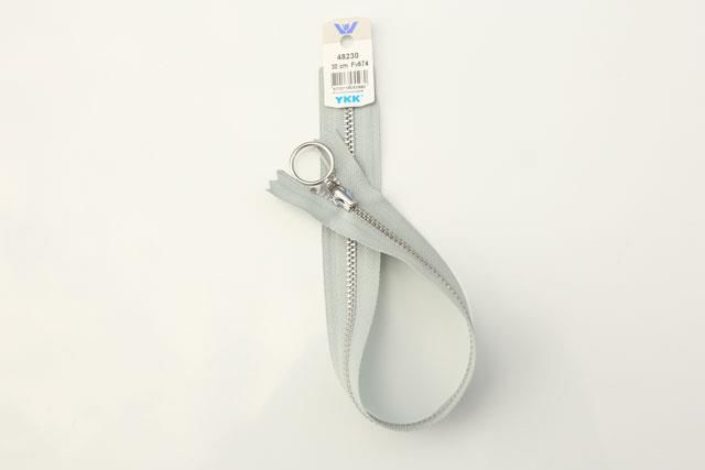 Ikke delbar metal 4mm lynlås 30 cm fra YKK - Lys grå