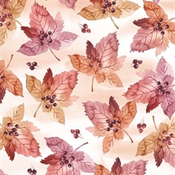 Rustle patchworkstof - Rødlige blade