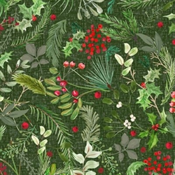 Winter Wreaths patchworkstof - Grønne grene