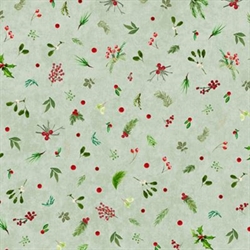 Winter Wreaths patchworkstof - Grøn mini