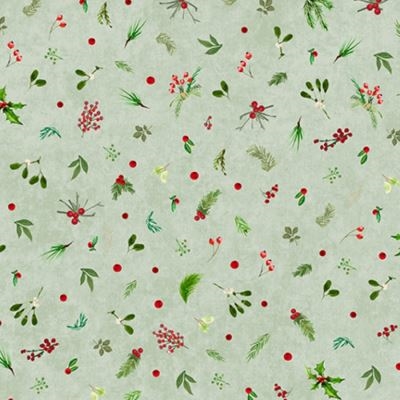 Winter Wreaths patchworkstof - Grøn mini