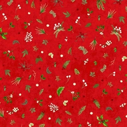 Winter Wreaths patchworkstof - Rød mini