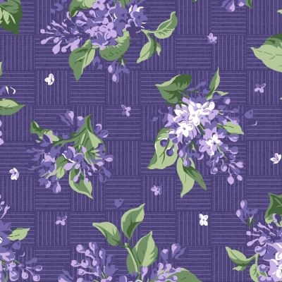 Lilac Lane patchworkstof - Store blomster lilla bund