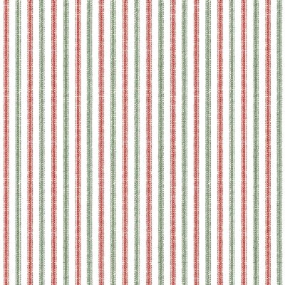 Røde og grøn striber på lys patchworkstof 