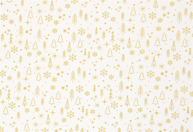 Bred klassisk julestof - Råhvid Juletræer