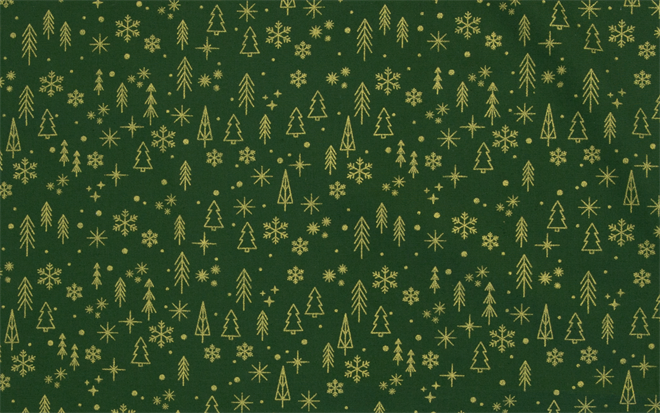 Bred klassisk julestof - grøn Juletræer