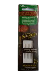 Applique/Sharps black gold needles clover str 9