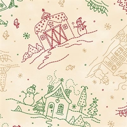 ChristmasTime patchworkstof 110 cm bred Beiges huse
