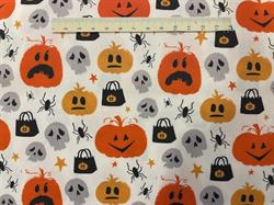 Halloween bred bomuldsstof - lys bund