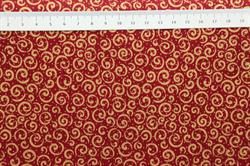 Julepatchworkstof - Rød med guldsnirkler