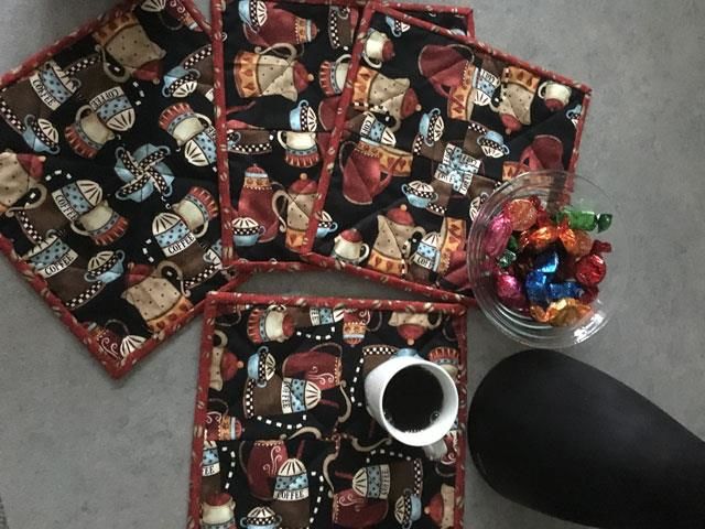 patchworkstof til kalejdoskop - kaffestof