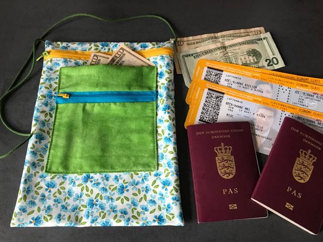 Sy taske til pas og billetter - gratis mønster DIY