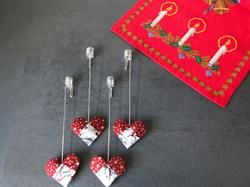 Juletræs lysholder med patchwork hjerter