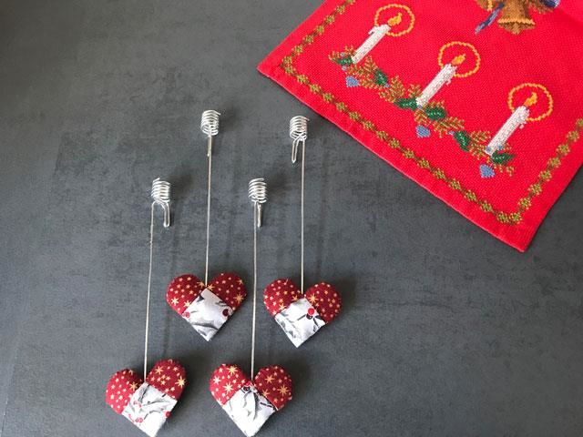 Juletræs lysholder med patchwork hjerter