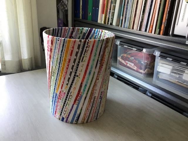 skraldespand med ægkanter fra patchwork stof